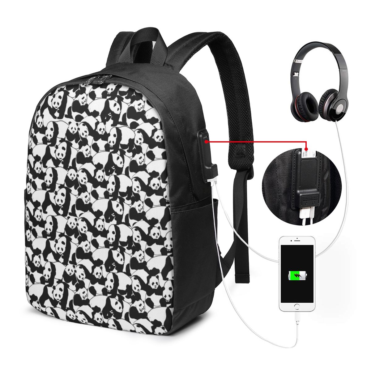 Plecak z wzorem pandy, torba p – Laptop Bag recenzja i cena